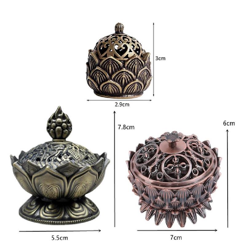 Lotus Flower Incense Burner Buddhism Buddha Holder Brass Mini Sandalwood Censer Incense Metal Craft Home Decoration