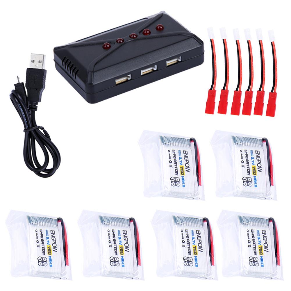 

6pcs ENGPOW 3.7V 1200mAh Lithium Battery with Charger for RC Racing Drone Model