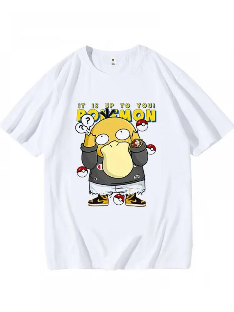 Unisex bavlněné anime tričko Pokemon Psyduck Y2K Dětské letní ležérní oblečení Pohodlné módní bavlněné tričko pro chlapce a dívky