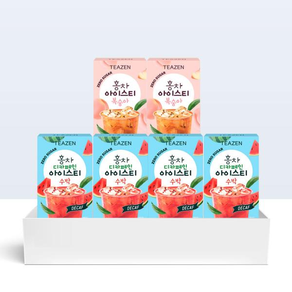 Teazen Black Tea Iced Tea Watermelon + Peach (60 sticks), Korea Kombucha