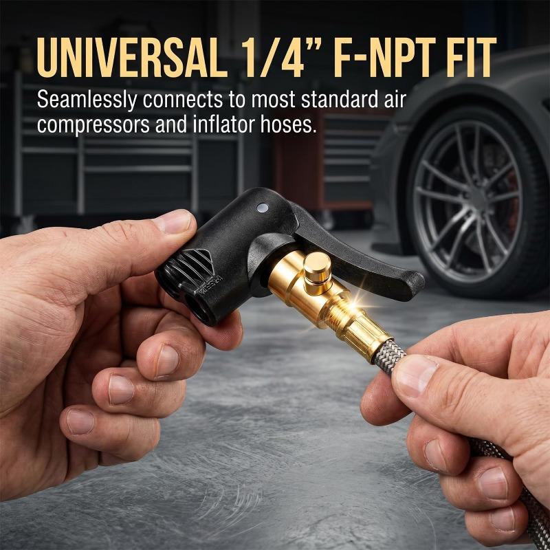 Valve Connector Durable Universal 2-in-1 Bicycle Pump Nozzle Adapter Metal Air Chuck for Car Motorcycle Bike Tire Inflator Tool