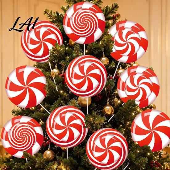 Festive Outdoor Path Lighting Accents 12Pcs Christmas Candy Yard Stakes Hollow Board Garden Decor with Metal Spikes Signs Red White Green