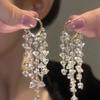 Long Crystal Fringe Earrings Slimming Design for Round Faces Sparkling Crystals for Parties Daily Wear Comfortable