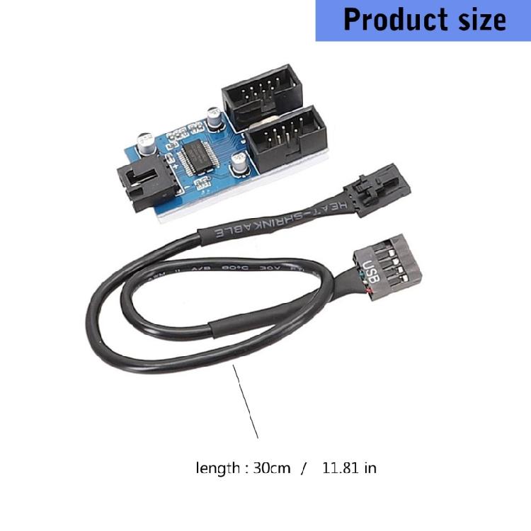 USB2.0 9Pin Header To Two 9Pin Female Adapter Cable for Motherboards Internal Port Multiplication