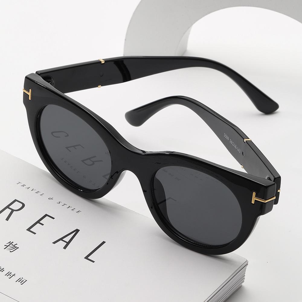 New round frame sunglasses European and American retro simple neutral versatile explosive letter fashion sunglasses