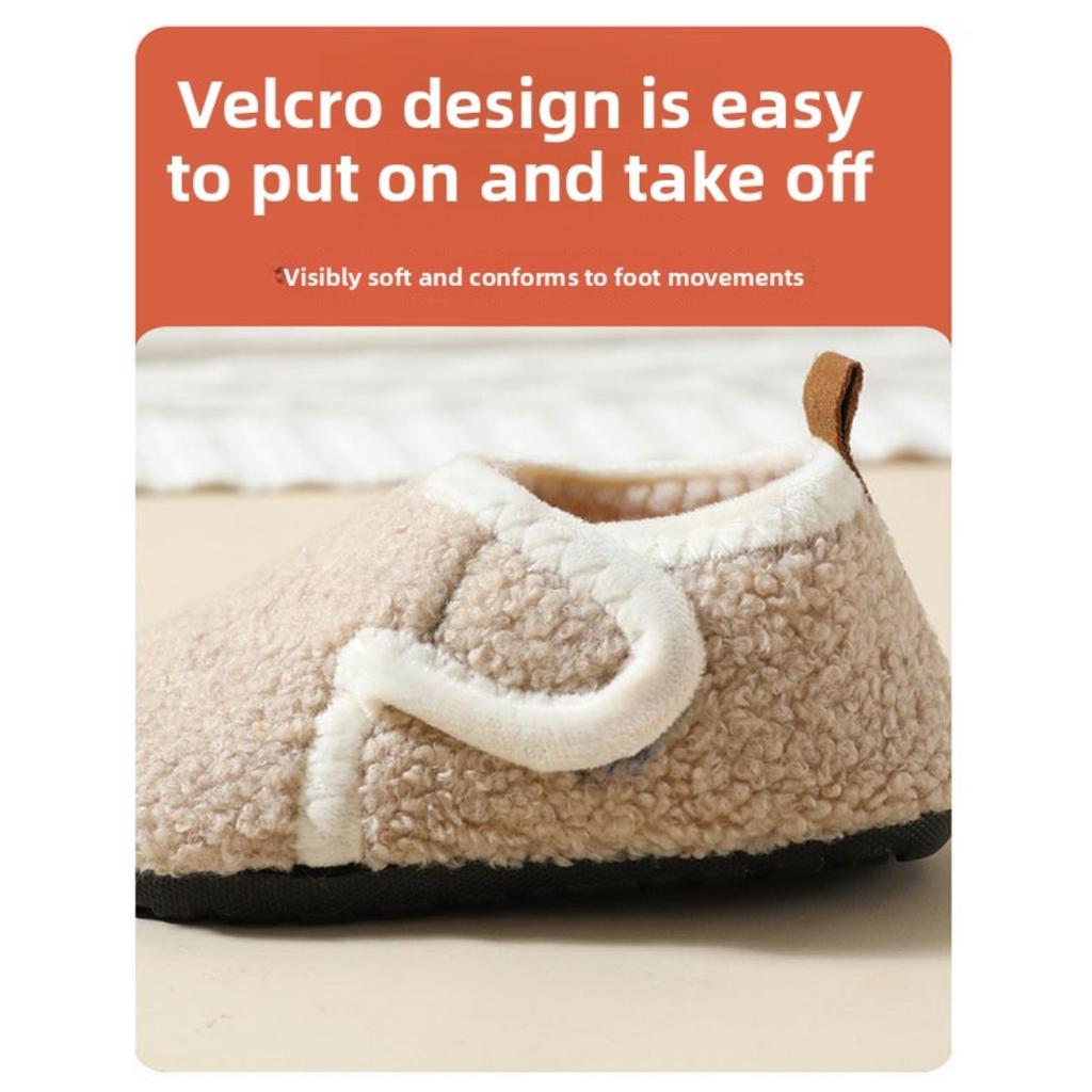 Autumn and Winter Children's Indoor Velvet Floor Socks Shoes Anti Slip Sole Early Education Walking Baby Shoes Home Cotton Shoes Home Cold Proof