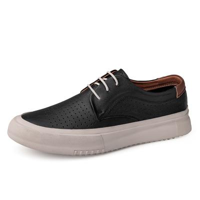 High Quality Leather Casual Shoes Massage Soles Hollow Breathable Men's Oxford Shoes White Versatile Men's Outdoor Sports Shoes