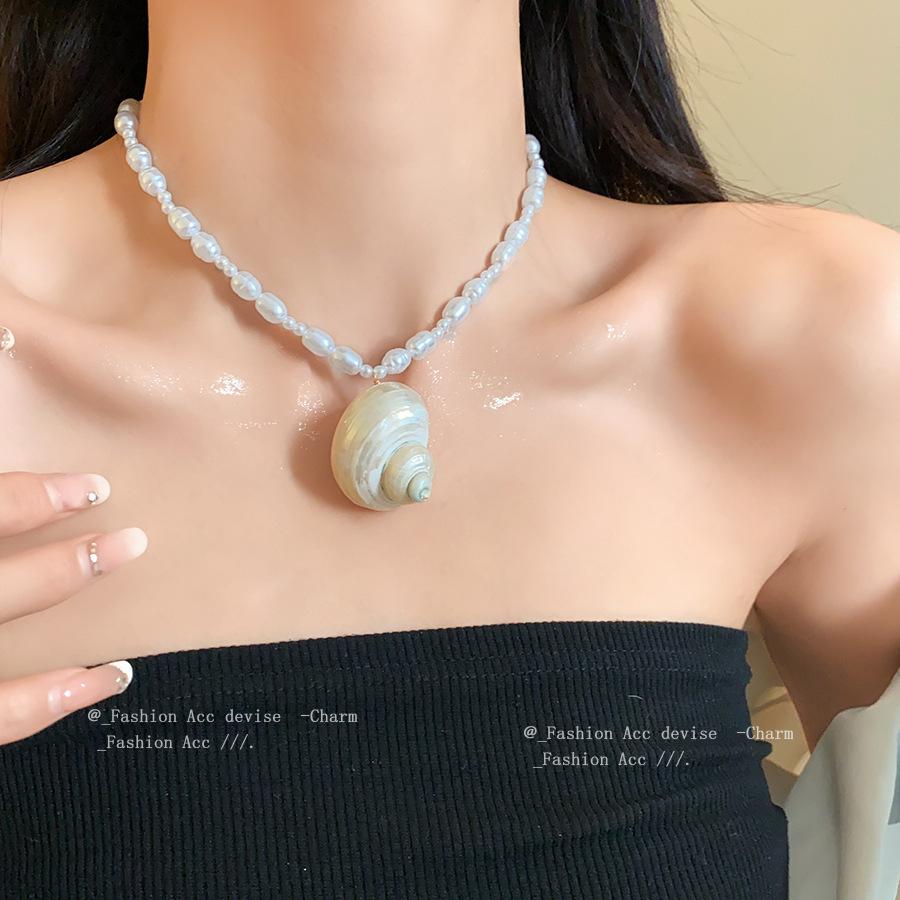 Bohemia Personality Baroque Pearl Beaded Starfish Shells Conches Necklacee for Women Charm Summer Beach Vacation Collar Jewelry