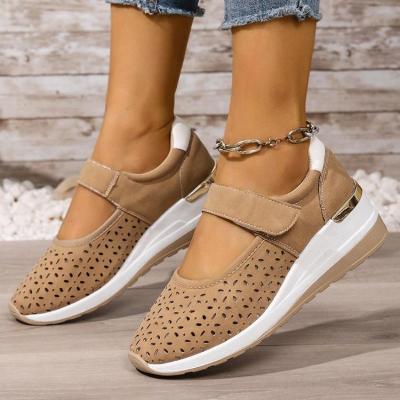 Spring Summer New Fashion Large Size Thick Bottom Sneakers for Women Casual Hollow Out Wedges Heel Single Sports Shoes