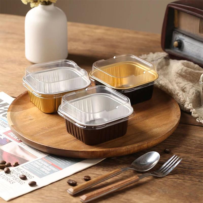 Foil Cupcake Liners Heat Resistant Aluminum Cake Cups With Lid Round Baking Cups With Lids Kitchen Wedding Birthday Party Supply