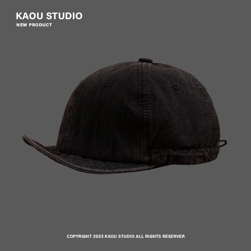 

Cotton Soft Brim Hat Trendy Men s Fashion New Short-Brimmed Peaked Cap Pure Color All-Matching Baseball Cap Female Four Seasons Adjustable чорний