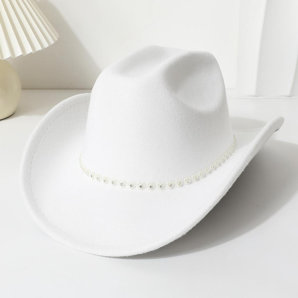 Strass Kleines Herz Damen Western Cowboy Zylinder Herren und Damen Party Freizeit Zylinder Filzhut
