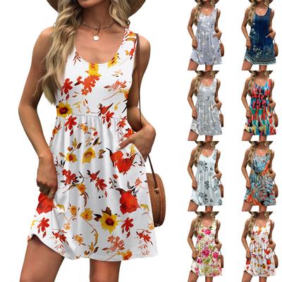 Women's Summer Dress A-Line Sleeveless Casual Sundress With Pockets