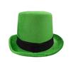 StPatrick Day Green Hat with Gold Buckle Roll Brims Tall Hat Irish National Day Celebration Party Hat Festival Accessory