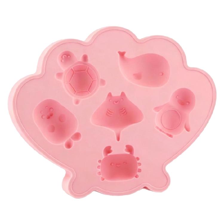 

Marine Animal Shape Ice Maker 6 Cavities Silicone Molds For Making Ice Candies Chocolate Freezing Drinks and Cocktails розовый
