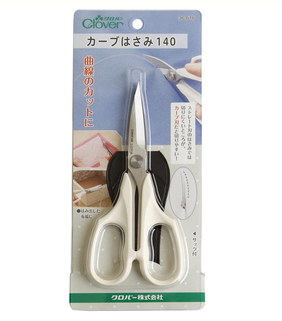 Clover Curved Scissors for Cutting White 140mm, Curves, 36-616,