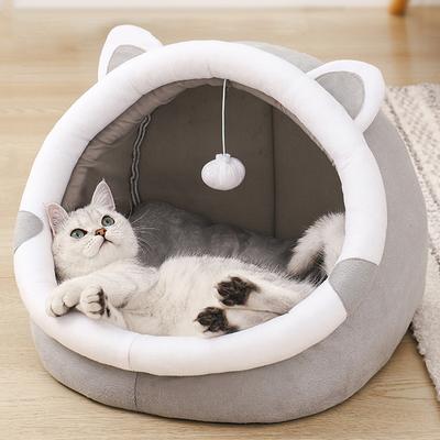 Söt Kattsäng Husdjurshus Kattunge Lounger Kudde Litet Hundtält Matta Tvättbar Valpkorg Grotta Matta Mjuk för Katter Hus Säng Tillbehör