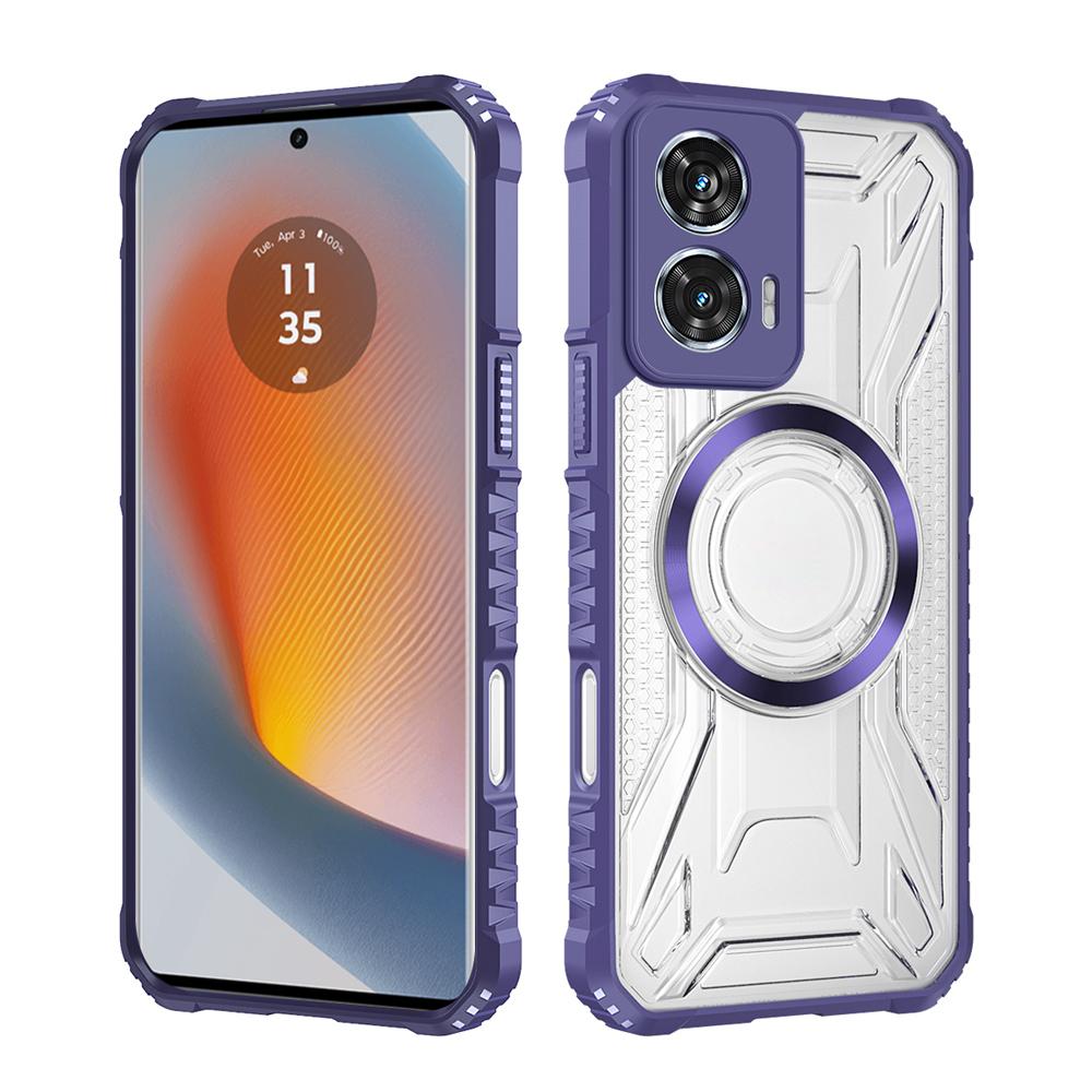 KEYSION Transparent Magnetic Case for Motorola Edge 50 Fusion Soft Silicone+PC Shockproof Phone Cover for for Edge 50 Fusion