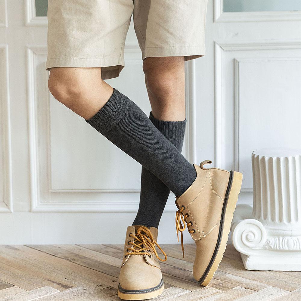 3 Pars Men's Winter Thick Warm Knee-High Cotton Socks - High-Quality Long Black Casual Fashion Socks for Cold Weather