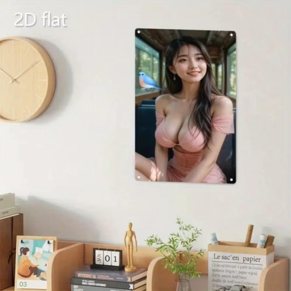 Korean Woman Minimalist Metal Poster Art Decor Wall Print Home Office Cafe Gift