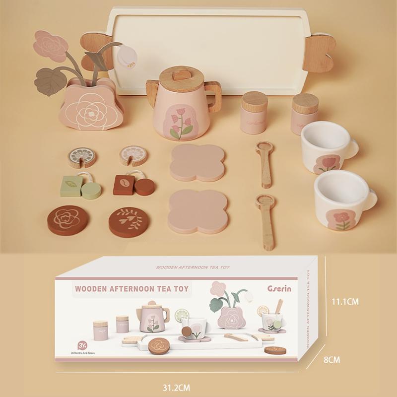 

Wooden Pretend Play Toys for Girls Tea Sets Play Food Toys Kitchen Role Play Imitation Game Early Educational Toys for Girls Boy