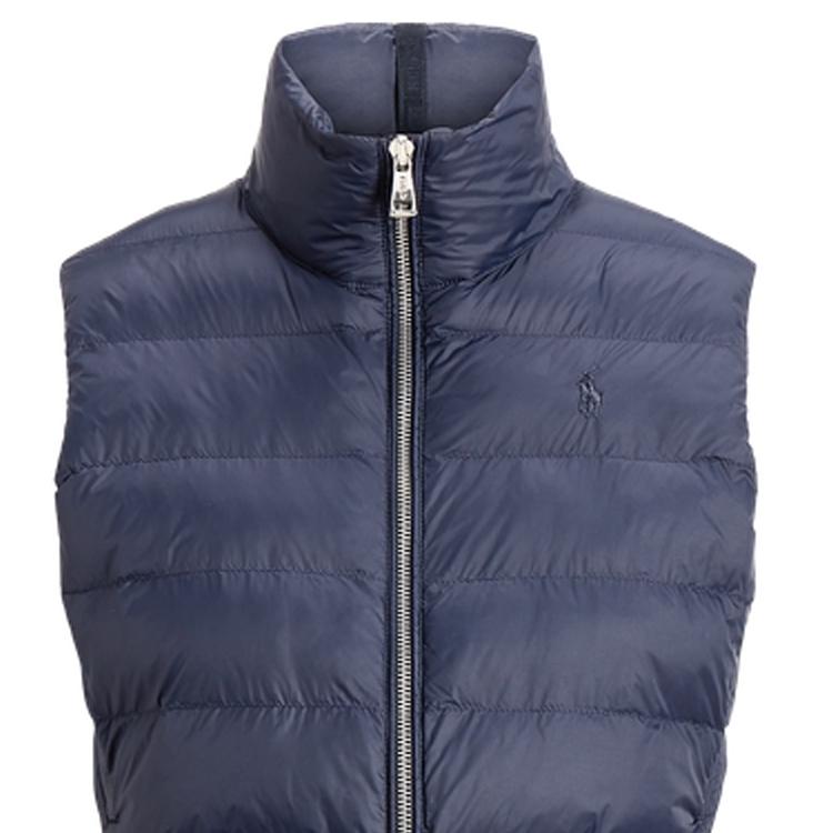 Polo Ralph Lauren Solid Color Zip Neck Sleeveless Vest Women vests Navy-Blue WMPOOTWNN220073-410