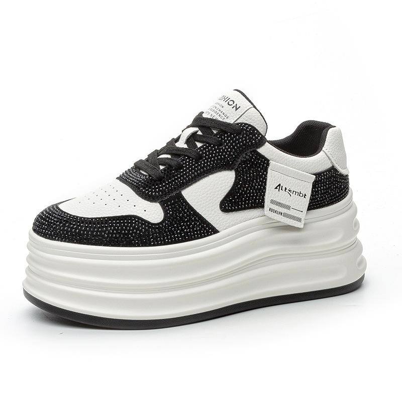 New Shallow Mouth Inner Height Increase Small White Shoes Women's Versatile Women's Shoes Thick-soled Muffin Shoes New Sports Board Shoes