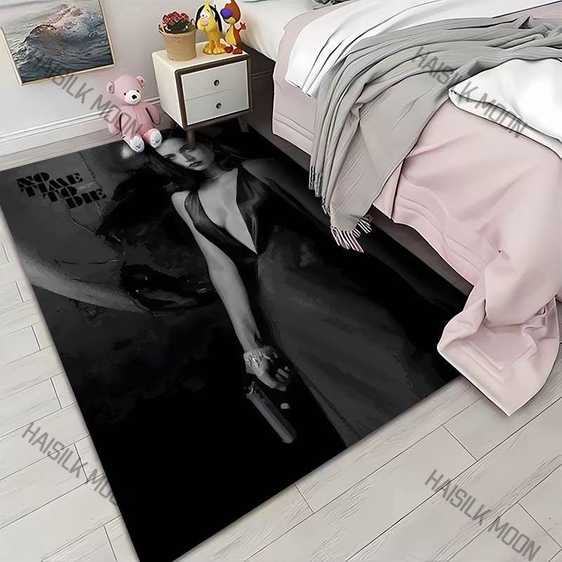 

1PC Woman with Pistol Black Dress Print Carpet for Living Room Bedroom Sofa Home Decor Rus Non-slip Floor Mat Luxury Gift 40cm x 60cm