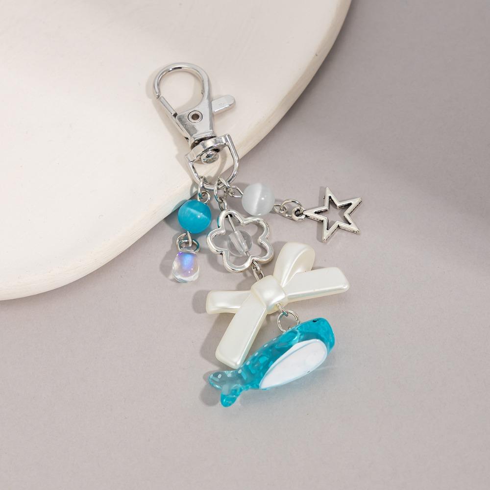 Imitation Pearl Ocean Style Keychain Zinc Zinc Alloy Shell Dolphin Tassel Pendant  Backpack Decor