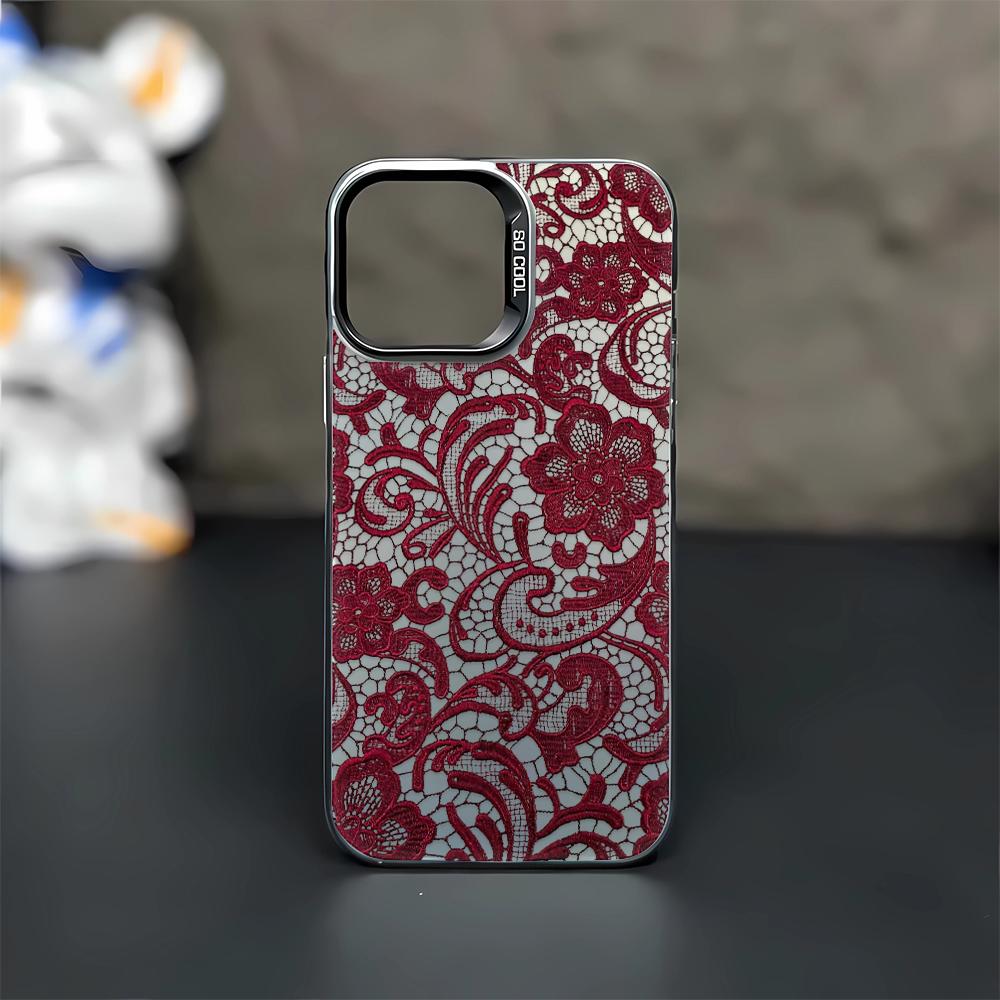 

Elegant Burgundy Lace Phone Case for iPhone 17 16 15 14 Plus 13 12 11 Pro Max Dual Tone TPU Fashion Protective Cover For iPhone 11 чорний