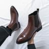Men Brown Chelsea Motorcycle Boots Casual Outdoor Black Formal Business High Boots Large Size