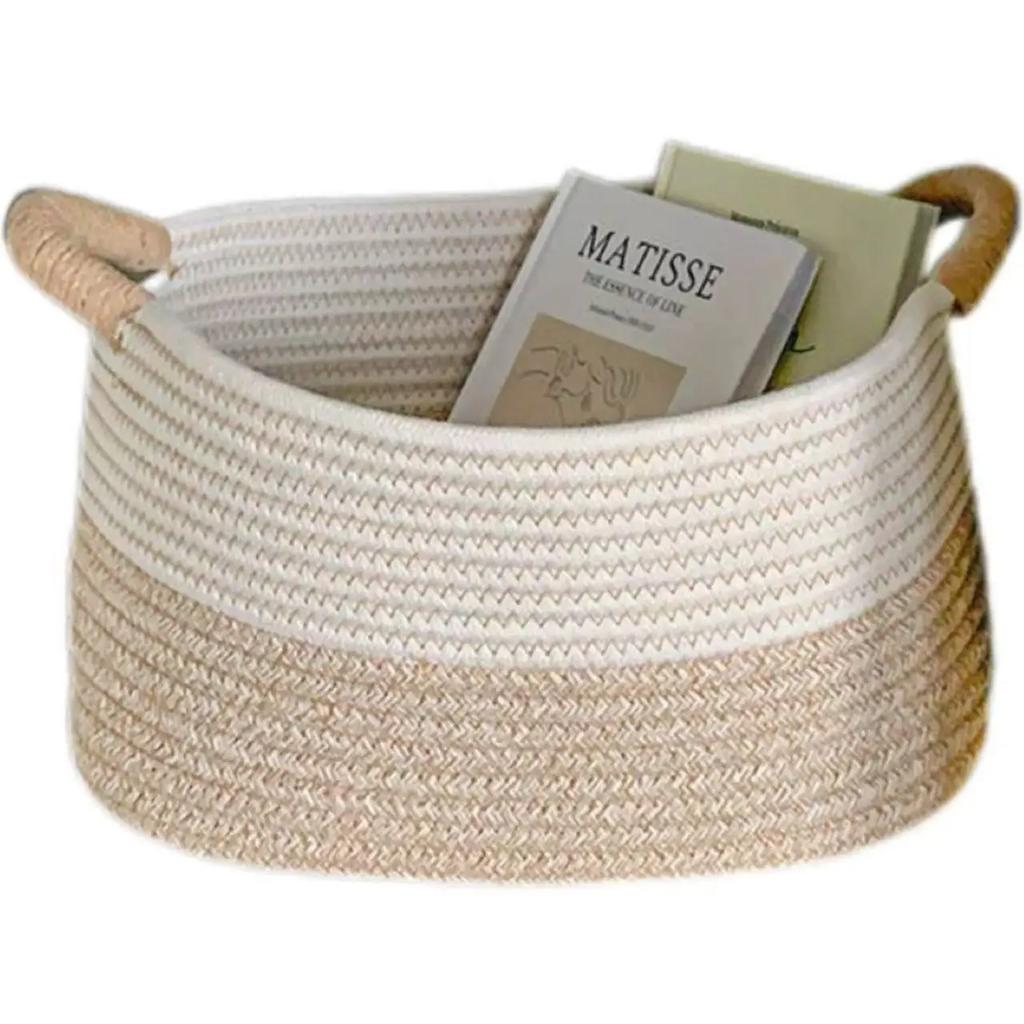 Rope Woven Baskets for Organizing Woven Rope Storage Basket Multifunctional Toy Basket for Desktop Nursery Offi Bathroom Books