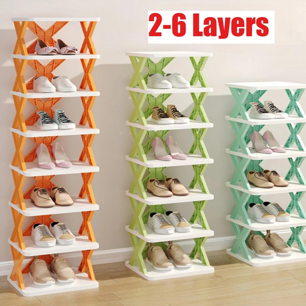 Штабелируемая обувница Многоярусный органайзер для хранения обуви Съемная Компактная полка для обуви Пластиковые шкафы для обуви Товары для дома 693₽