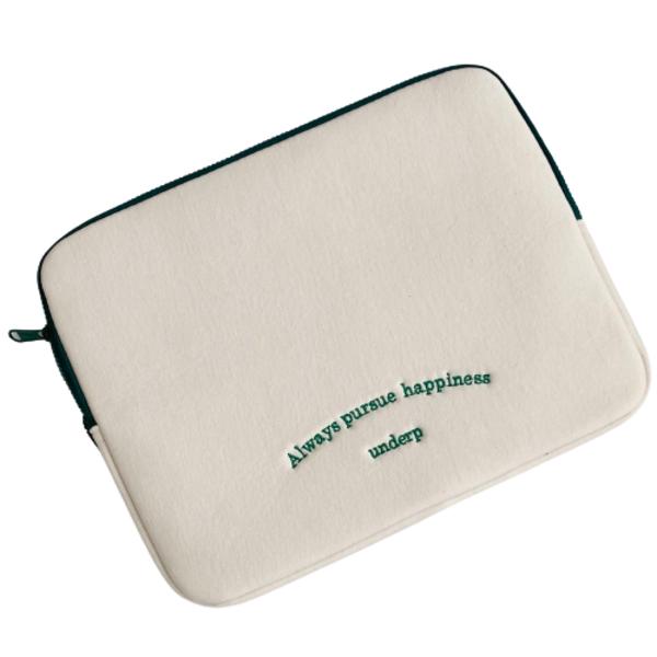 Underp lettering laptop pouch, ivory