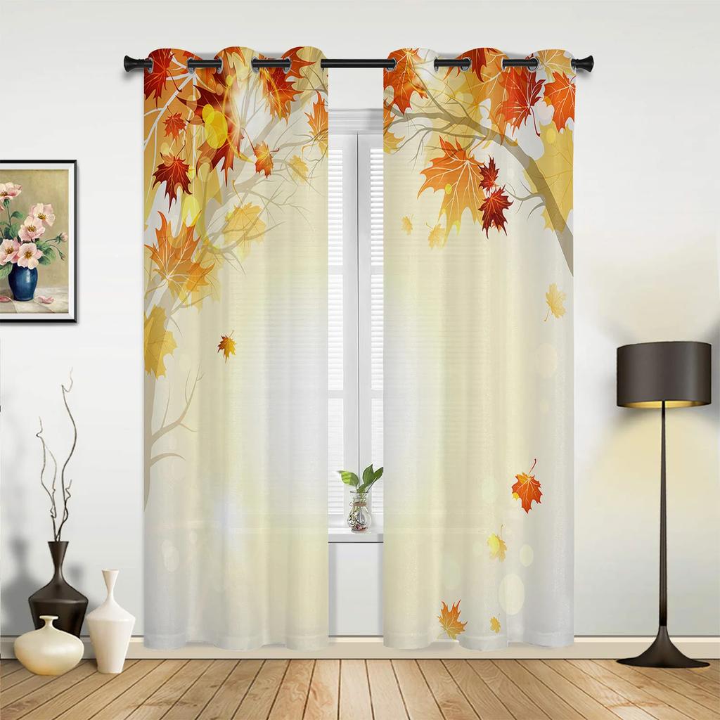 Aquarellmalerei Blumen Blätter Weiße Vorhänge für Schlafzimmer Wohnzimmer Vorhänge Küche Kinder Fenster Vorhang Wohnkultur