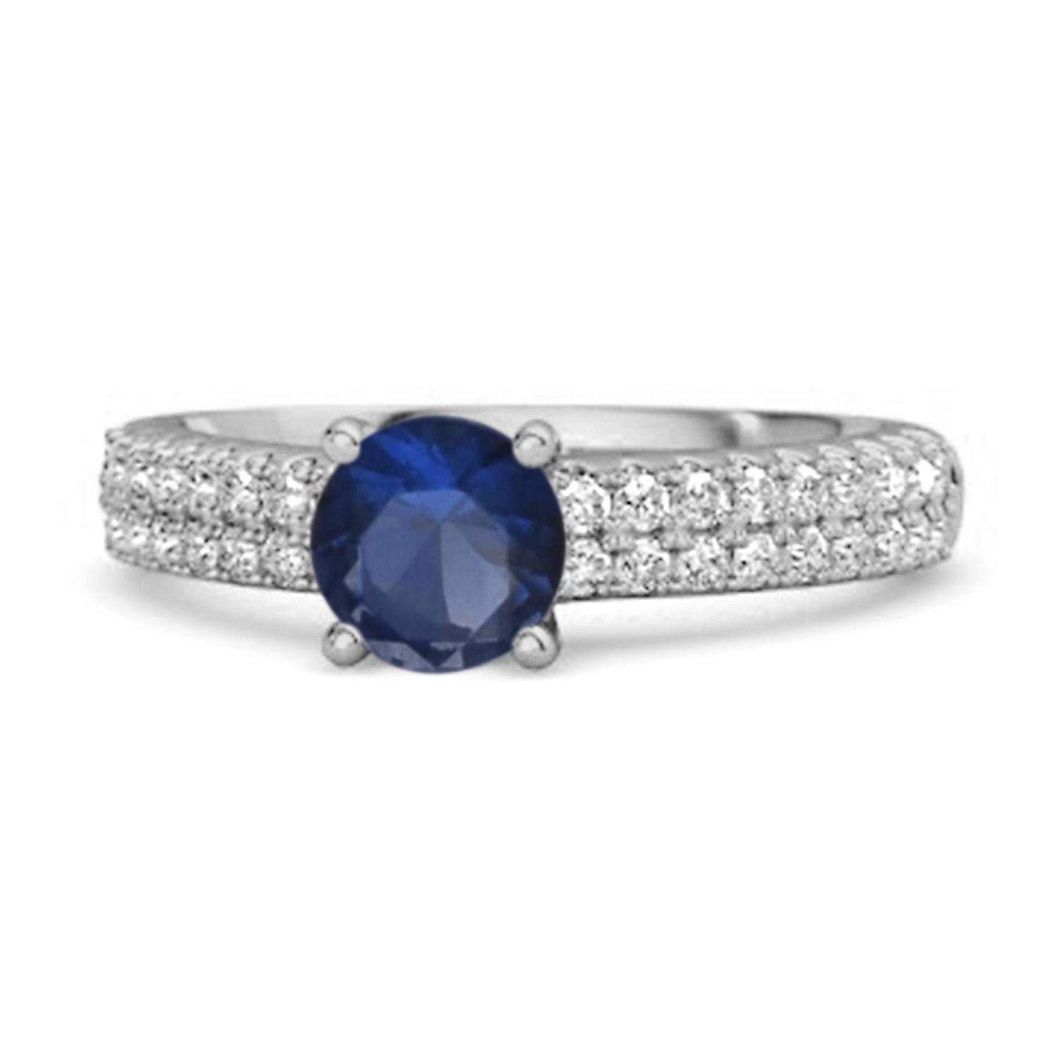 

Blue Sapphire Solitaire Ring - 925 Sterling Silver 10.5 білий