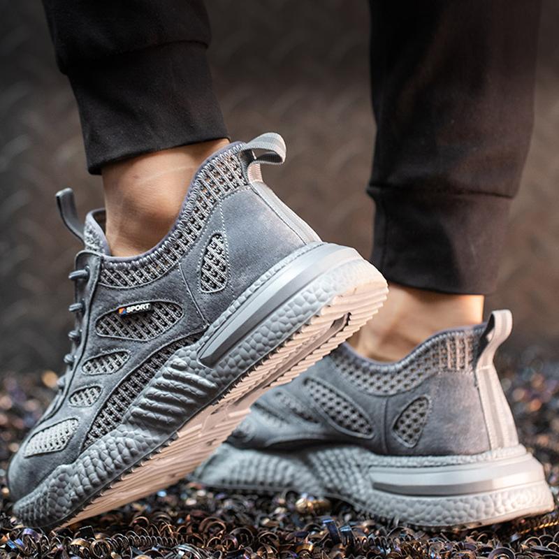 Breathable Lightweight Work Safety Shoes Men Summer Steel Toe Shoes Work Sneakers Puncture-Proof Indestructible Shoes Non-Slip