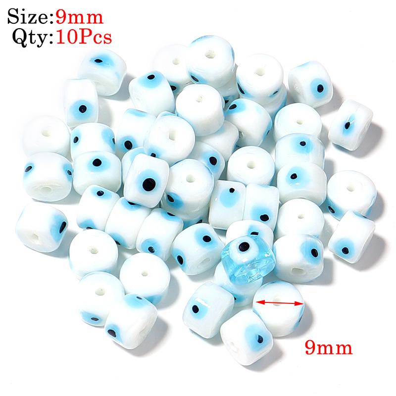 Round Lampwork Evil Eye Beads Liuli Flat Loose Fashion Jewelry For Bead Diy Handmade Bracelets Phone Charm Components