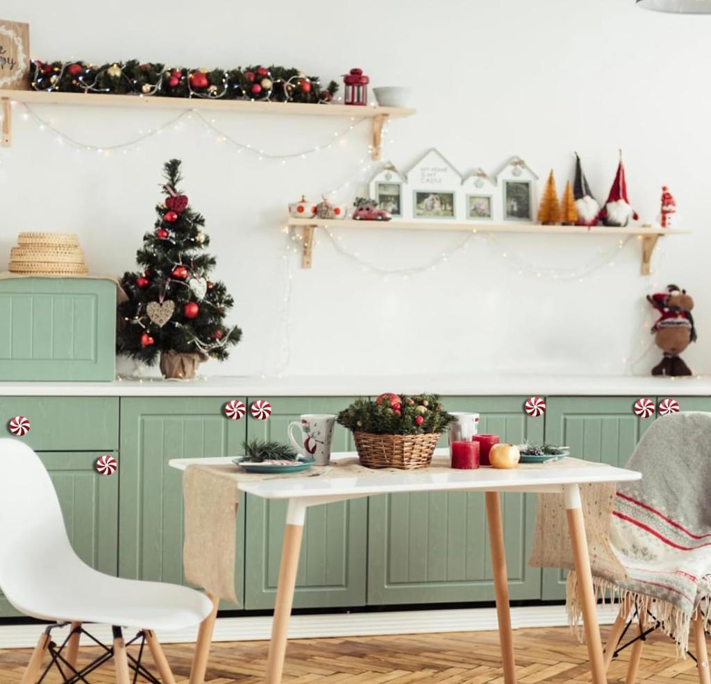 Acrylic Candy Cabinet Knob Covers, Red & White (Set of 20) for Halloween & Christmas