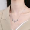 S925 Sterling Silver Angel Wings Necklace Women's Niche Design Wings Cross Pendant Light Luxury Premium Clavicle Chain