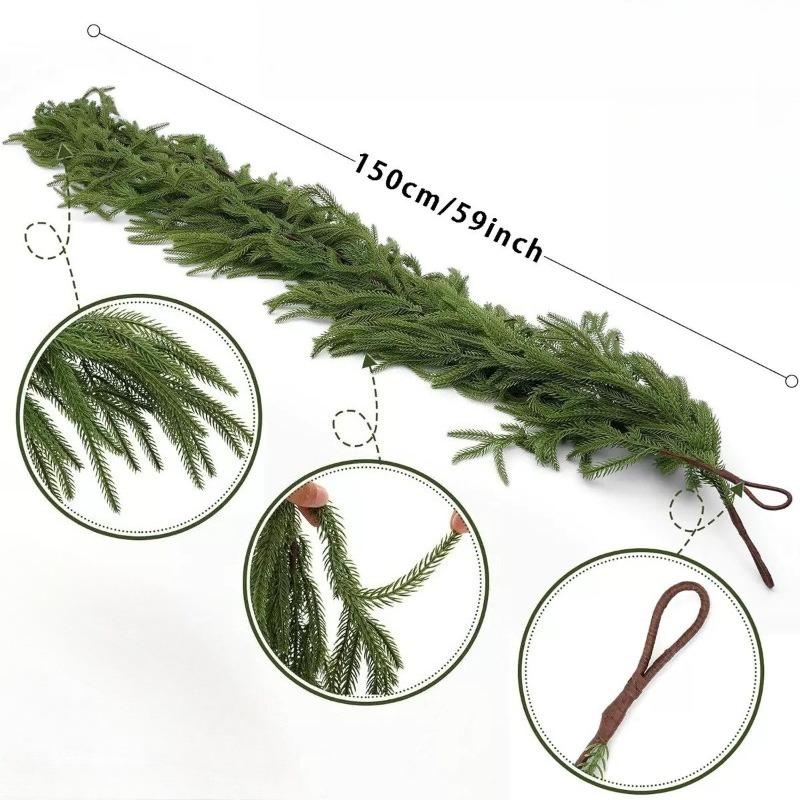 Glowing Artificial Pine Rattan Vine Wreath, Hanging Greenery Plants, DIY Home Outdoor Garden Door Xmas Party Decoration