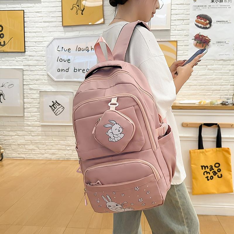 Cartoon Women's Backpack Large Capacity Student Schoolbag with Coin Purse