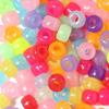 "100 Pcs Large Hole Transparent Frosted Barrel Beads - Colored Onion Powder Plastic Pony Beads for Dreadlocks and Wigs"