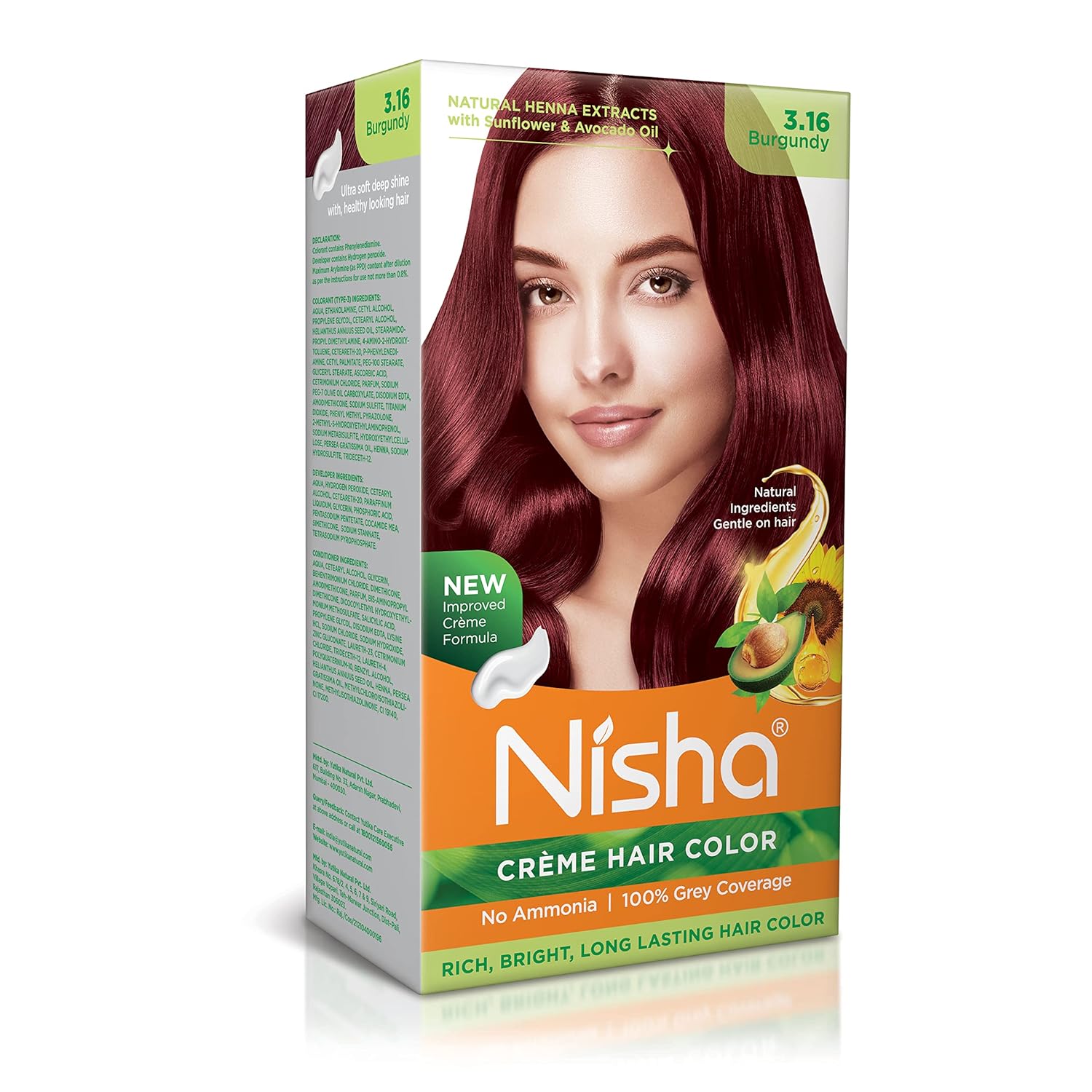 

Nisha Creme Hair Colour Burgundy 3.16 60gm + 60ml + 18ml Conditioner Pack of 1 For Soft Shiny Hair