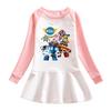 Korean Style Baby Girl Cartoon Ruffle Dress - Long Sleeve Elegant Mesh Pleated Skirt