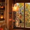 Outdoor Garden Decoration Halloween Luminous Ghost Wind Chime, Glow-in-The-Dark Hanging Ornament with Pumpkin Bat Weatherproof Metal Pendant