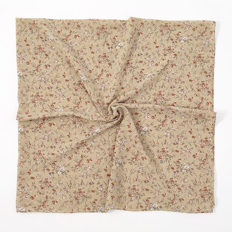 115Cm Square Scarf Chiffon Hijab Floral Printing Sun Protection Shawl Print Muslim Fashion Muslim Woman Turban Hijabs Bandana