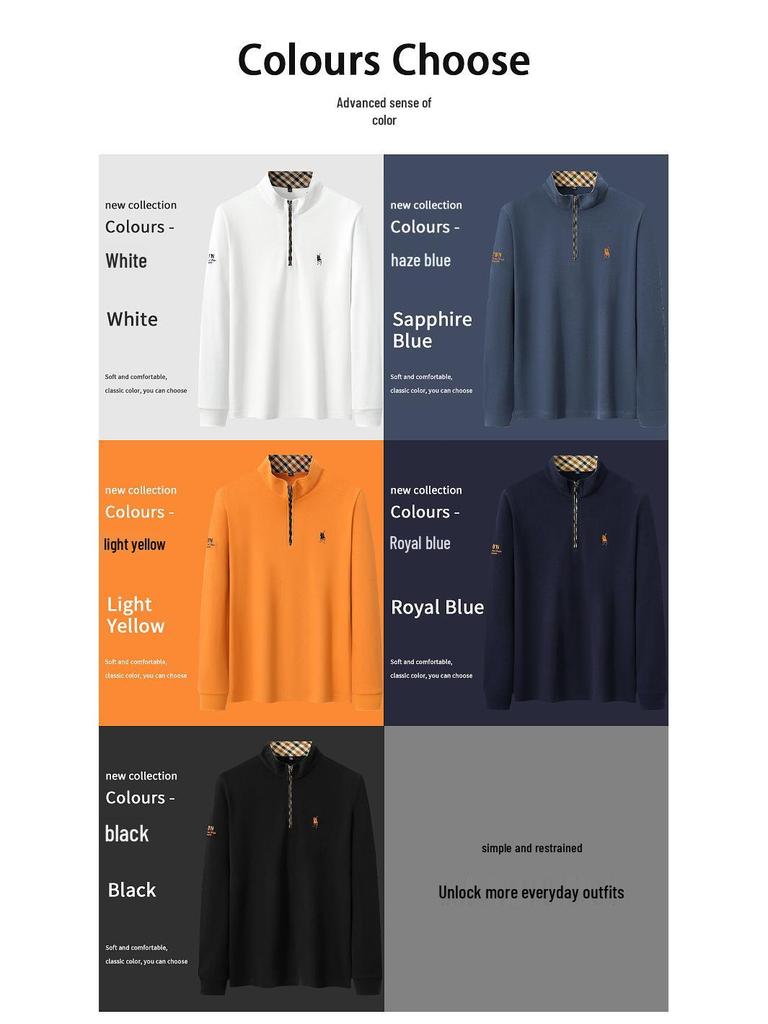 Men's Autumn/Winter 2025 Python Dragon Embroidered Long Sleeve Half-Zip Stand Collar Casual Top