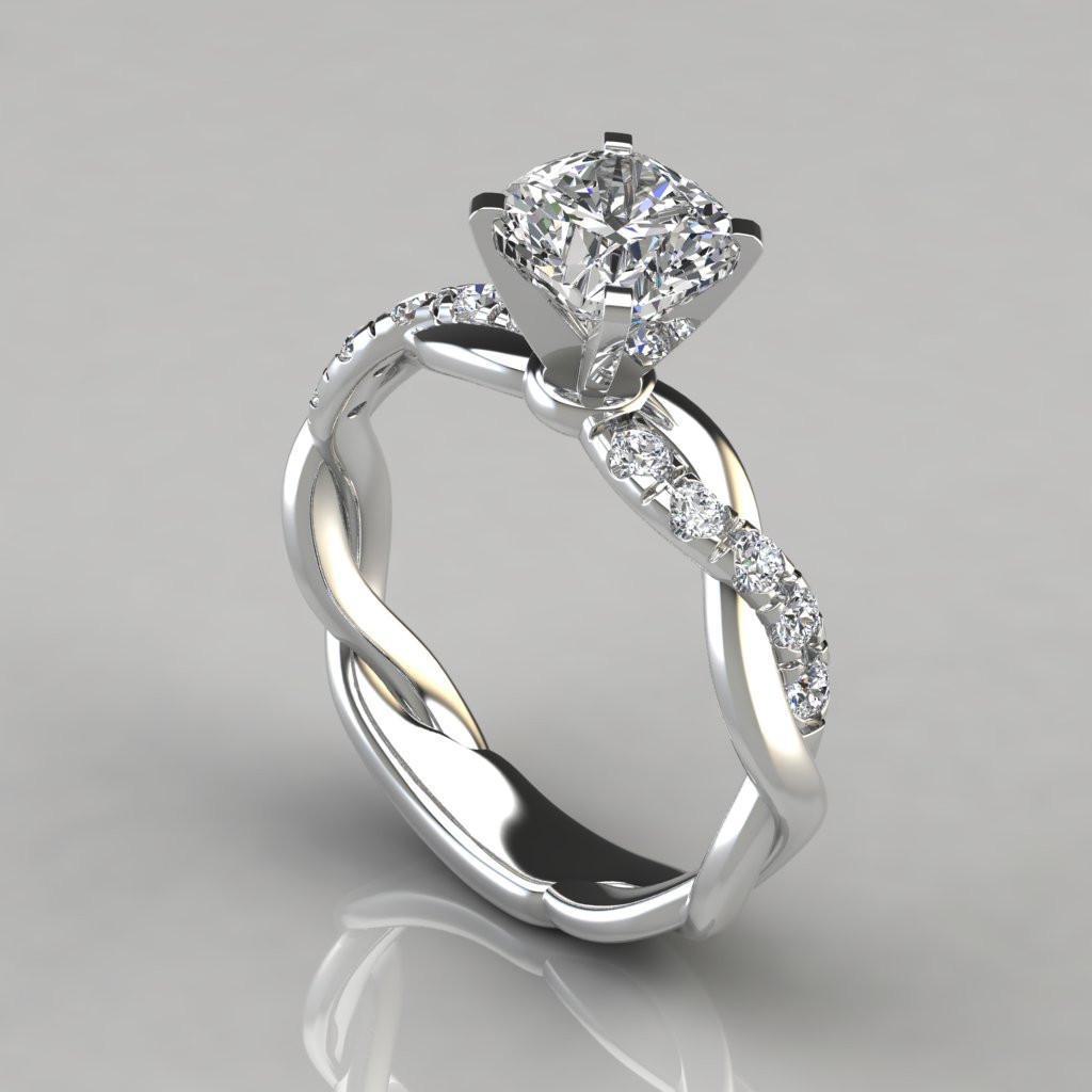 Plated Two-Tone Princess Square Diamond Engagement Ring for Women