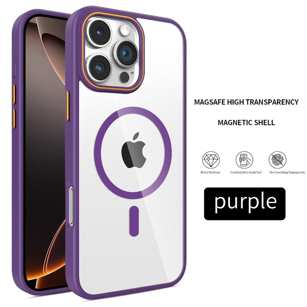 Magnetic Luxury Transparent Acrylic Armor Shockproof Case For iPhone 16 15 14 13 12 11 Pro Max For Magsafe Wireless Charge Cover
